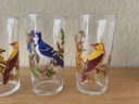 Ensemble de 4 verres décorés d'oiseaux