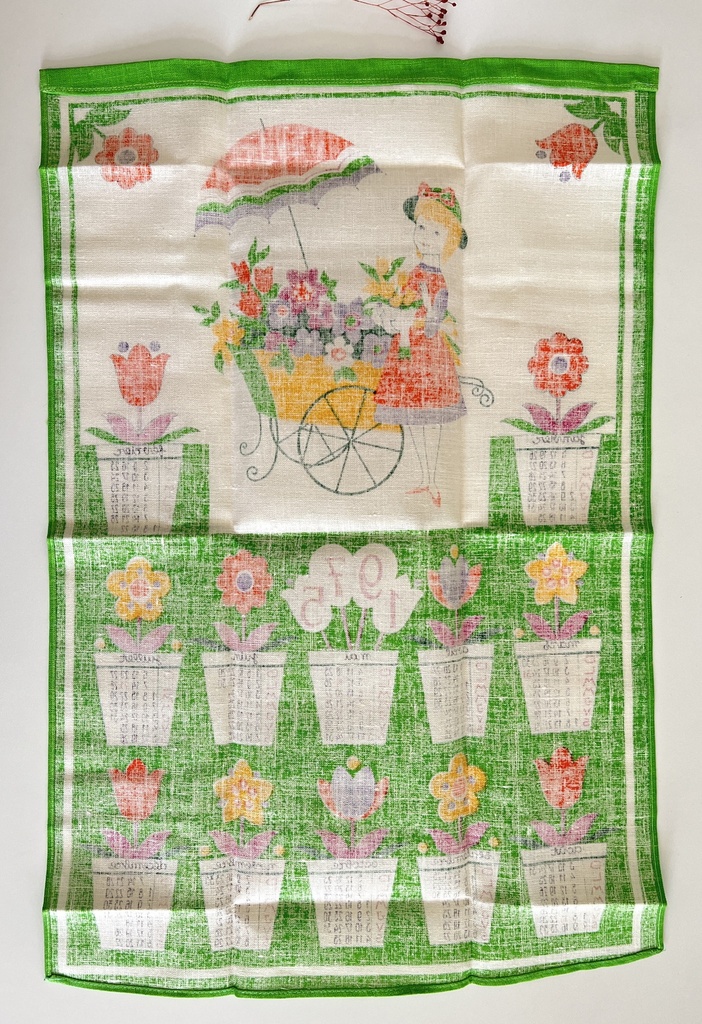 Essuie vaisselle calendrier 1975 - pots de fleurs