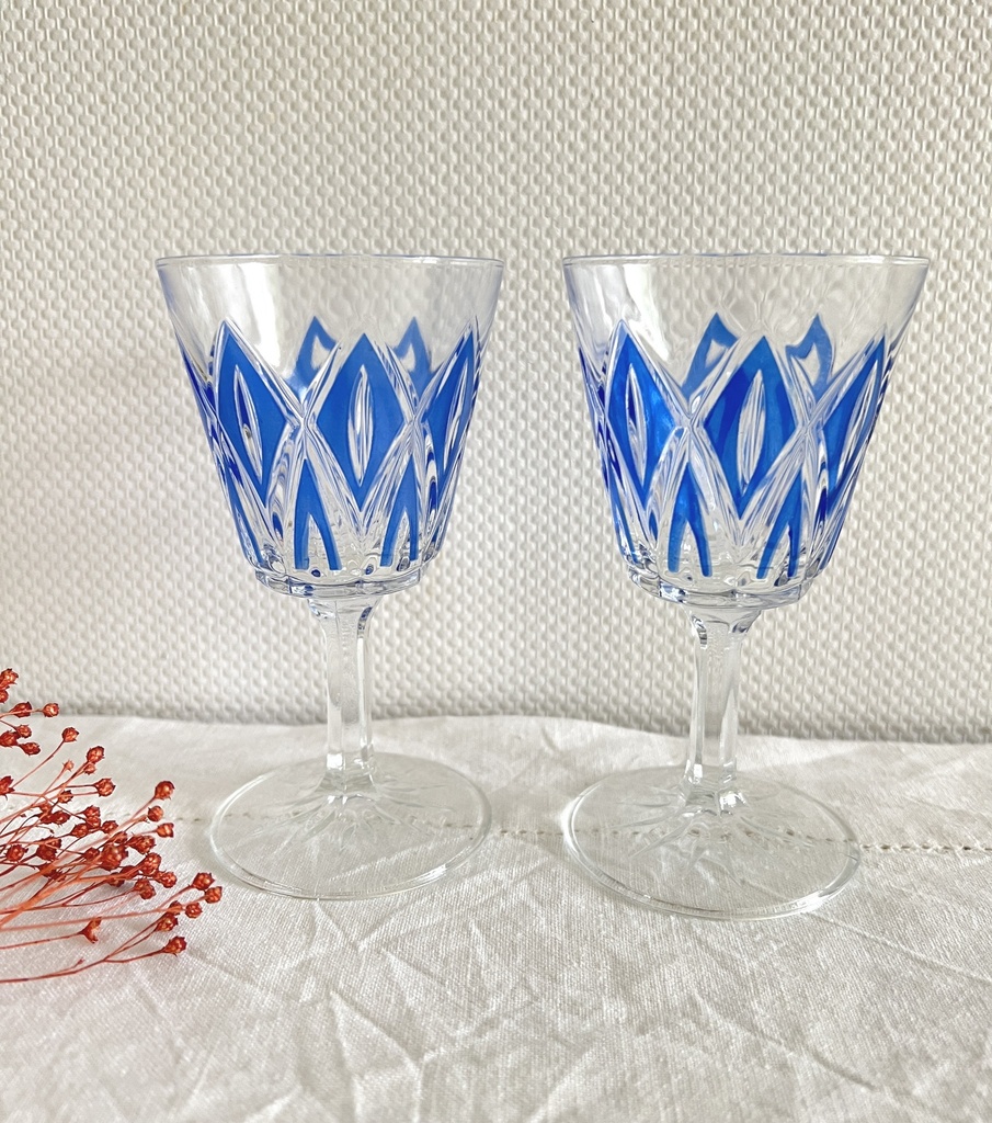 Lot de 4 verres à vin Arlequin bleus VMC