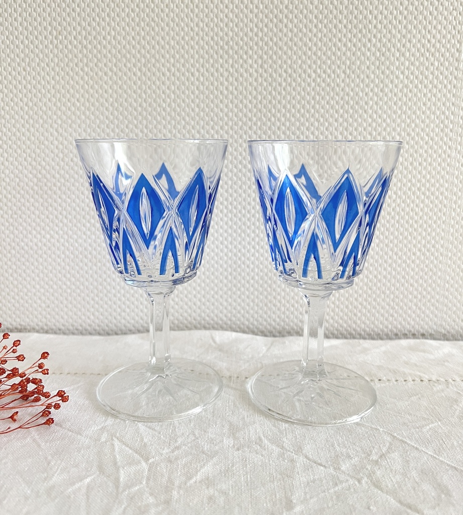 Lot de 4 verres à vin Arlequin bleus VMC