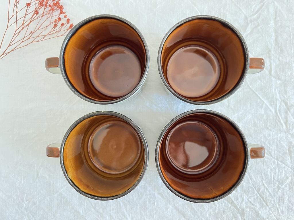 Lot de 4 tasses et 4 sous-tasses Boch Rambouillet