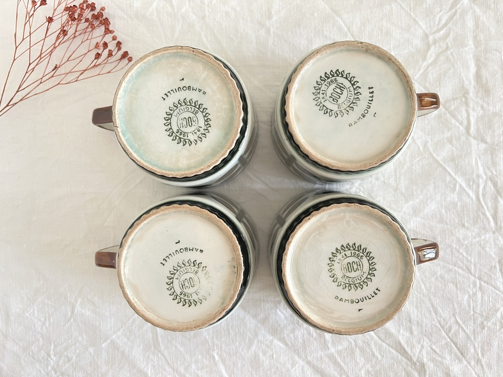 Lot de 4 tasses et 4 sous-tasses Boch Rambouillet