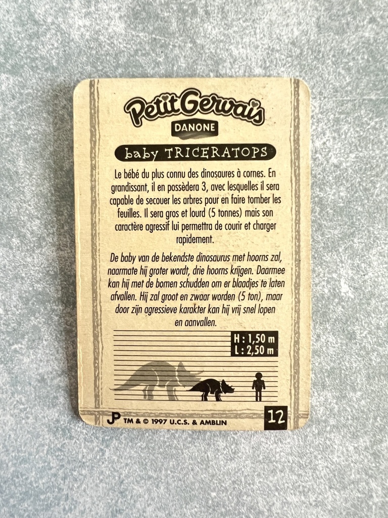 Carte Jurassic Park The Lost World - Petit Gervais Danone