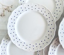 Lot de 6 assiettes plates Boch Points bleus