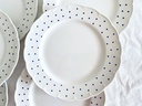 Lot de 6 assiettes plates Boch Points bleus