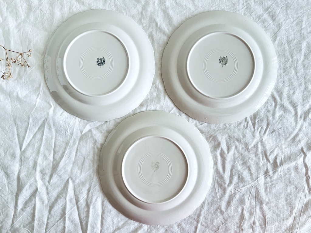 Lot de 6 assiettes plates Boch Points bleus