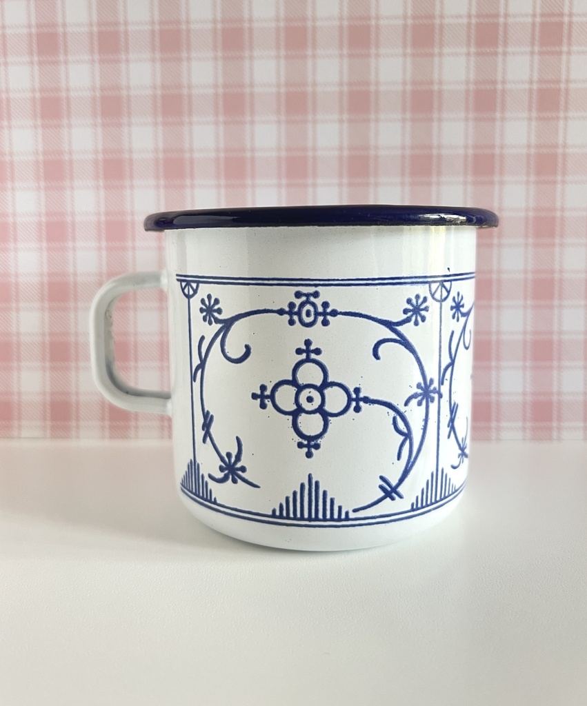 Tasse en métal émaillé motif Copenhague / Saxe