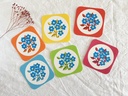 Ensemble de 6 sous-verres fleuris en plastique