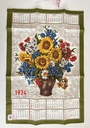 Essuie vaisselle calendrier 1974 - bouquet de fleurs