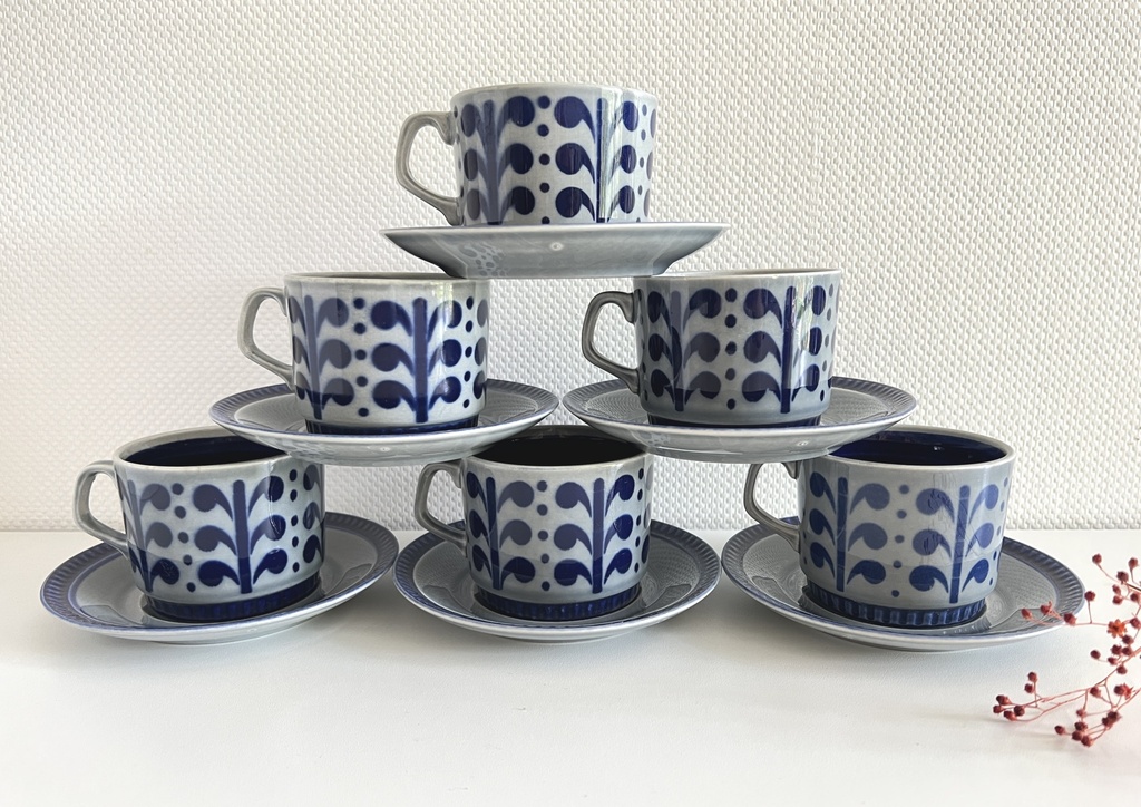 Lot de 6 tasses et sous-tasses Boch Nevada