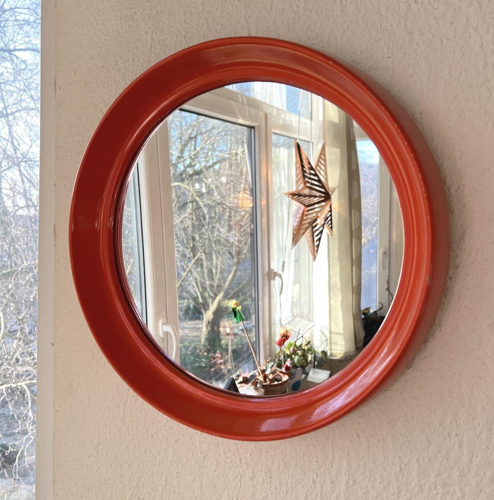 Miroir rond orange