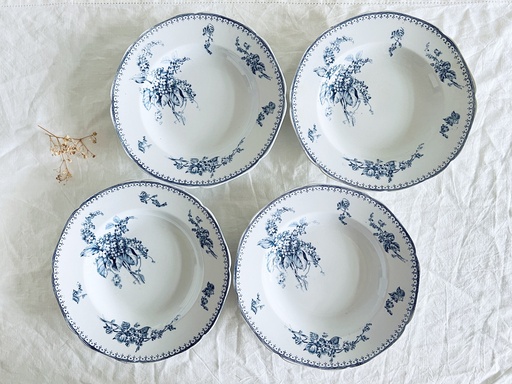 Lot de 4 assiettes creuses Petrus Regout Meibloem